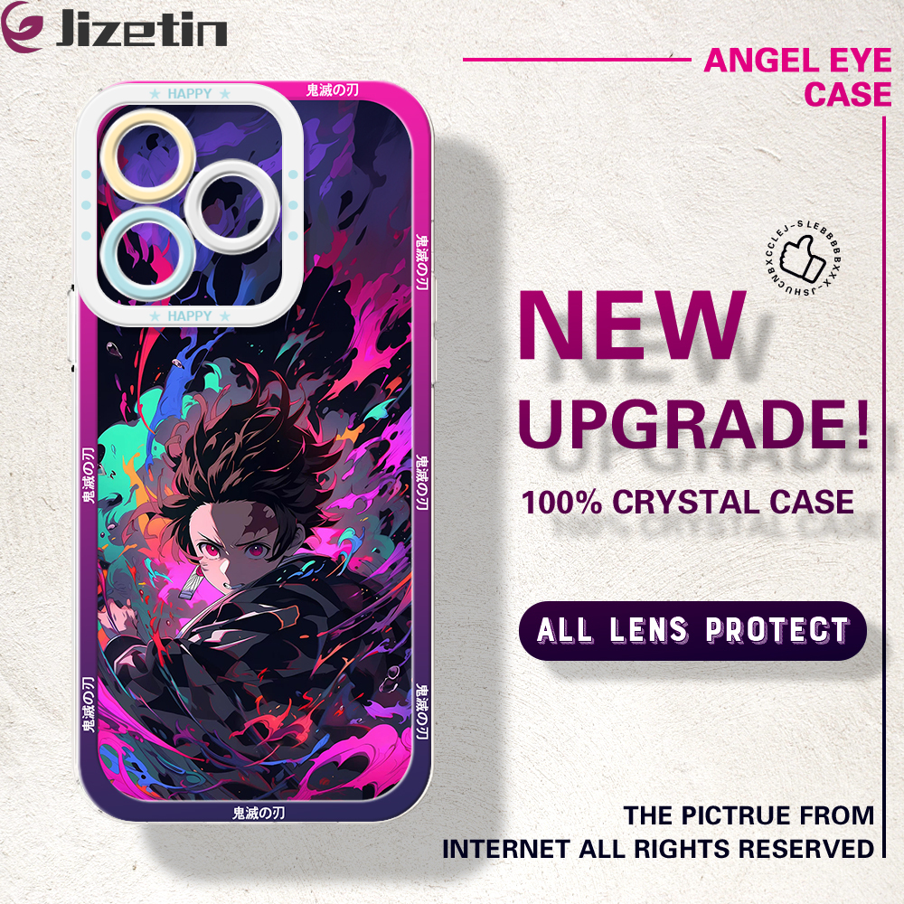 Jizetin for Realme C53 C51 Narzo N53 Note 50 Back Cover Crystal Transparent Cool Demon Slayer Soft Full Camera Cover Protection Phone Cases