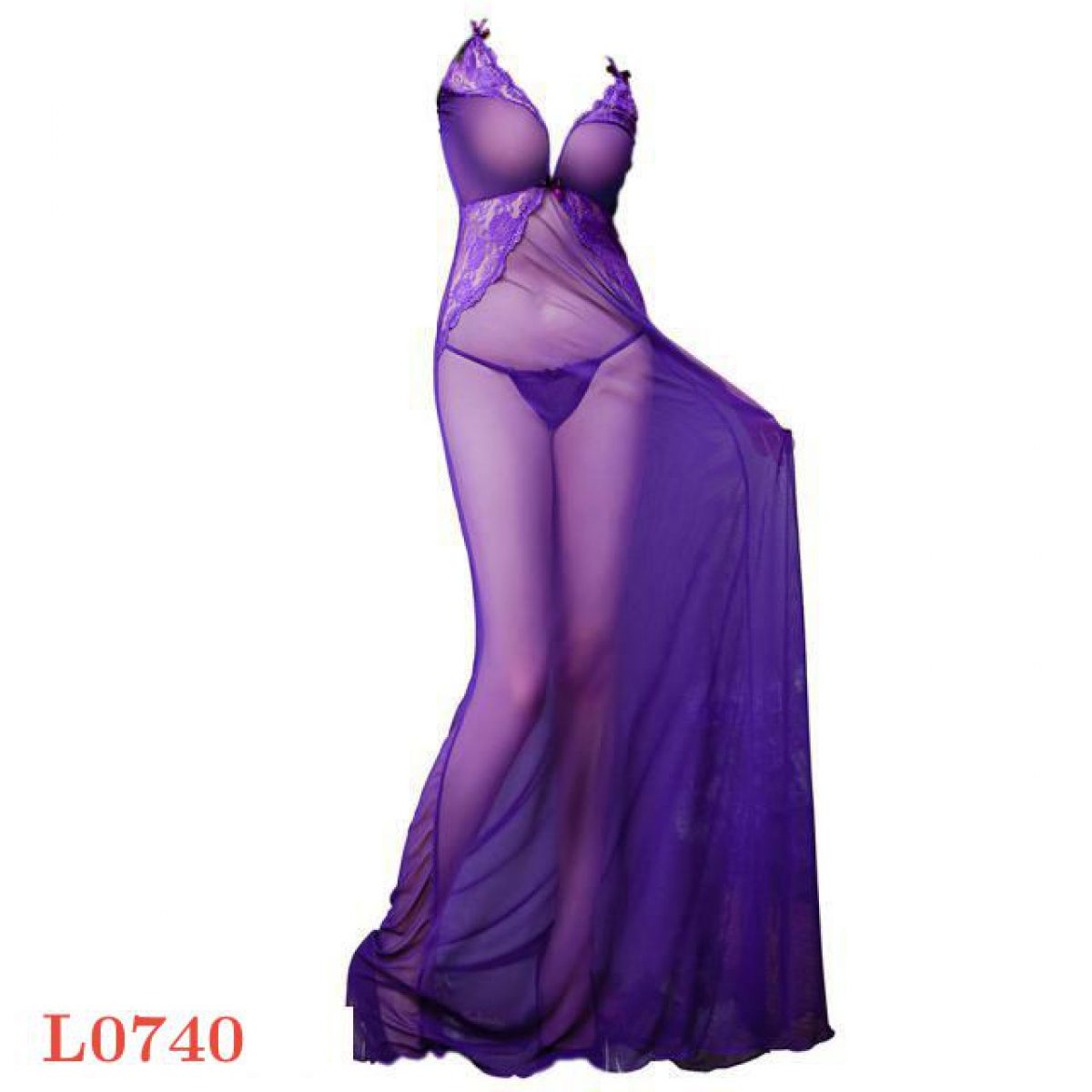 L Baju Tidur Lingerie Long Gown Gaun Panjang Maxi Dress Sexy Tali