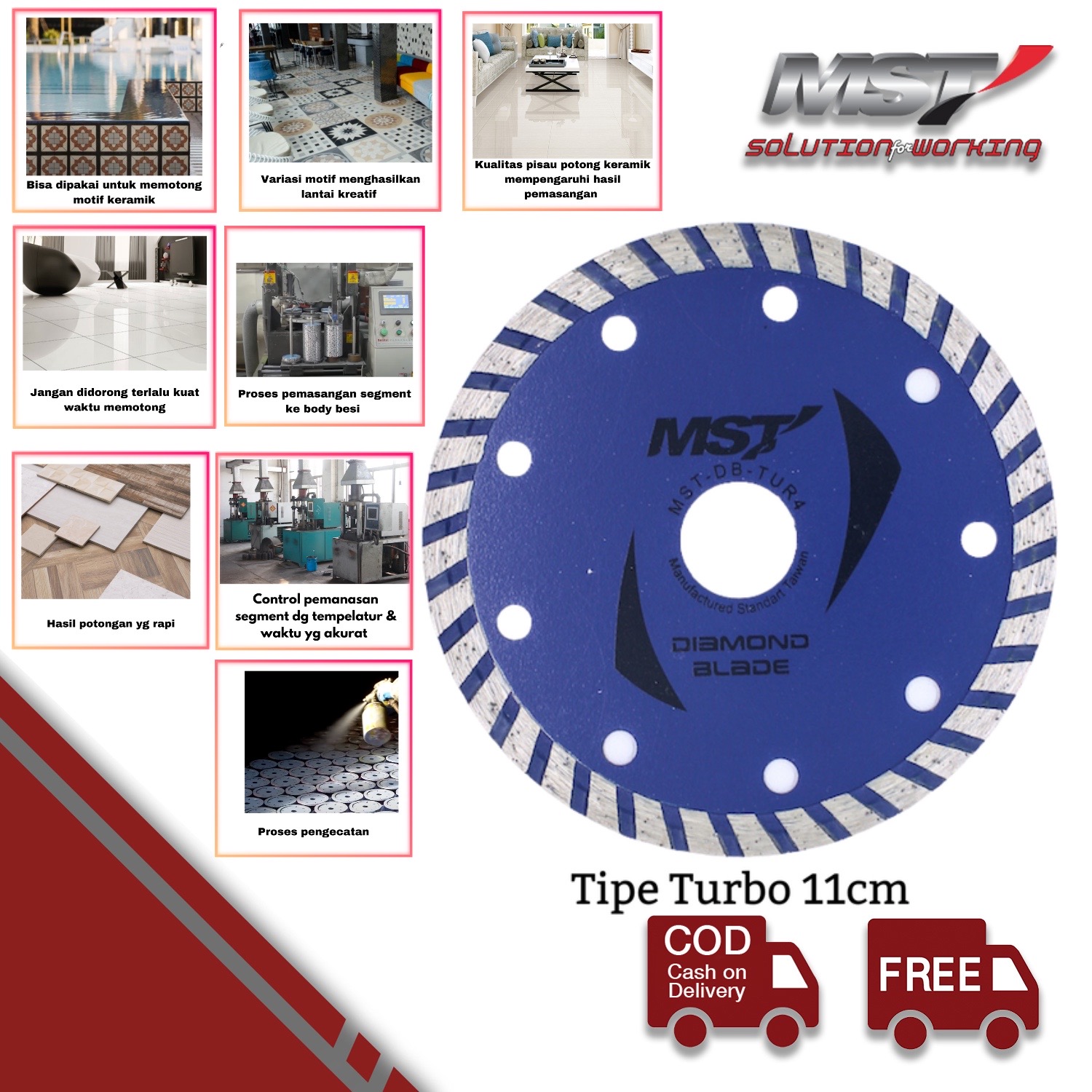 MST Mata Potong Keramik Turbo 110mm BLUE TURBO DIAMOND BLADE Pemotong