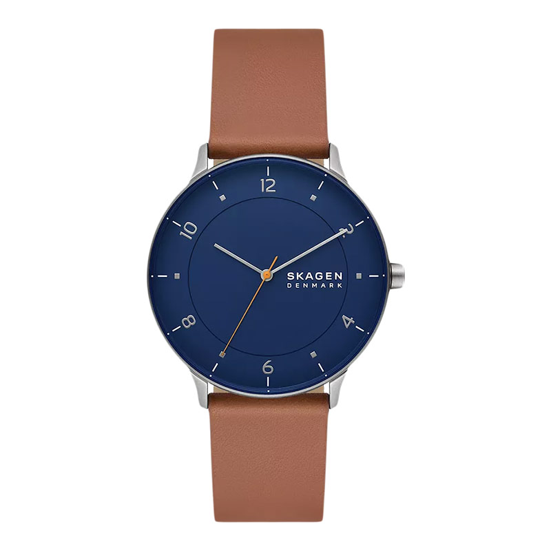 Jam Tangan Pria Skagen Riis Skw Men Blue Dial Brown Leather Strap