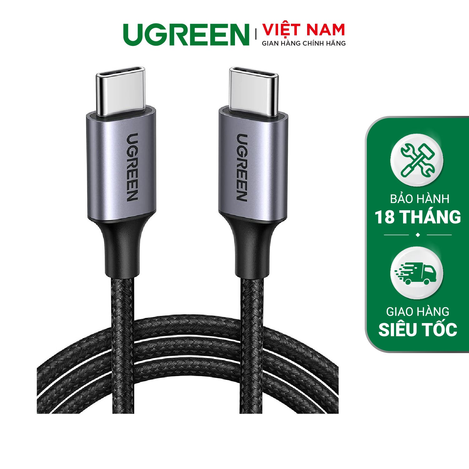 Cáp USB C to USB C hỗ trợ sạc nhanh 100W dài 1M Ugreen 70427 Hàng