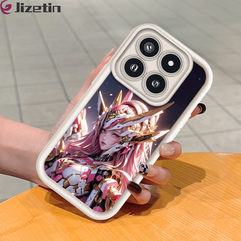 Jizetin for Xiaomi 14 Pro 5G Back Cover Mech Warrior Lacus Ladder Camera Soft Rubber Mobile Phone Case