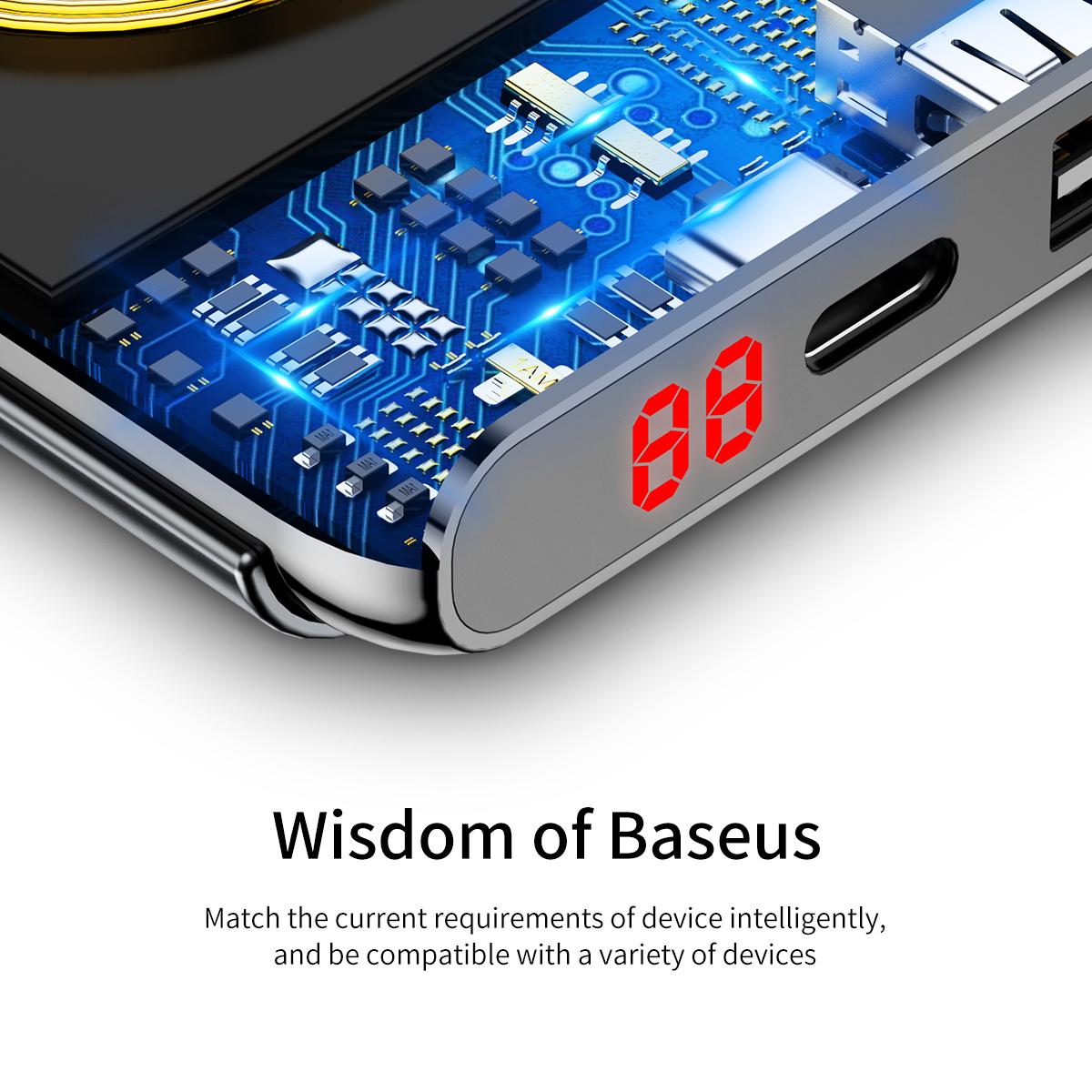 Baseus Bracket 10000mAh Wireless Charger Power Bank QC3.0 Digital Display Fast Charge