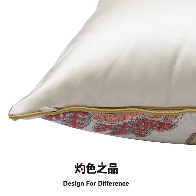 Pillow Sofa kao dian zhen Bedroom Bed Backrest Soft Bag Minimalist Modern Flax Embroidery Garden B & B Cushion Case