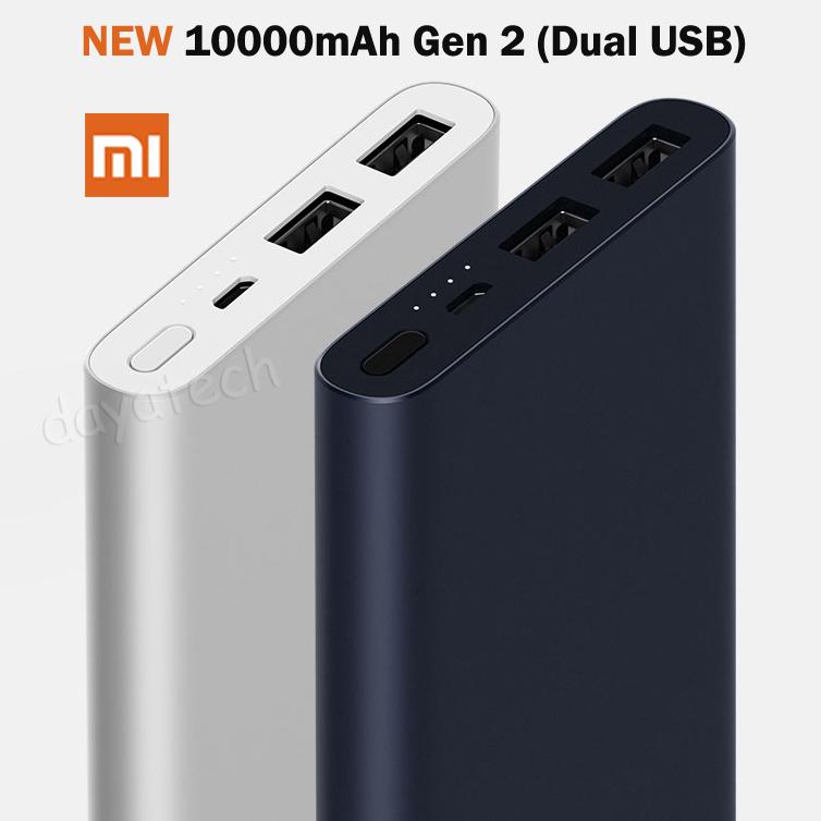 【NEW】Xiaomi Powerbank (Dual USB) ◇ 100% Authentic Mi Power Bank Gen 2 Ultra Slim 10000mAh Portable External Battery Quick Charger...