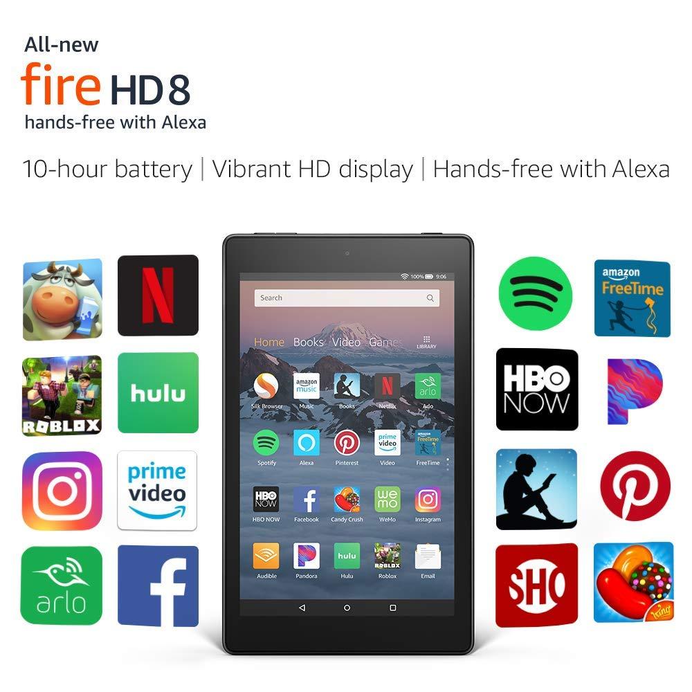 All-New (8th Gen) 2018 Amazon Fire HD 8 Tablet with Alexa 8″ HD Display 16 GB – with Special Offers