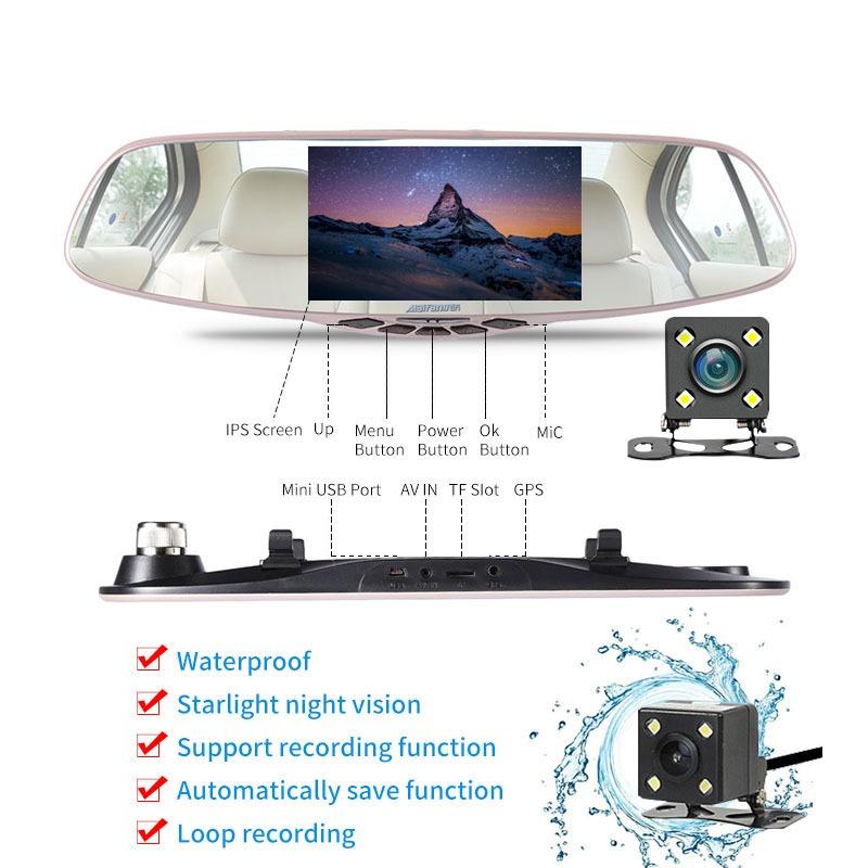 RD30 170° Angle Rear view Mirror Font&Back Car Camera