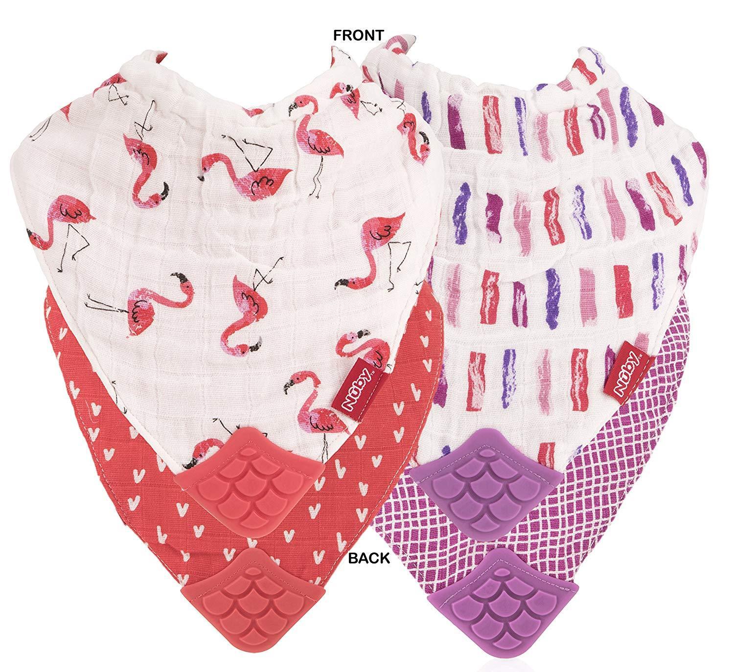 Nuby Muslin Bandana Bibs w/Teether (0M+) (4 Colours) Lazada