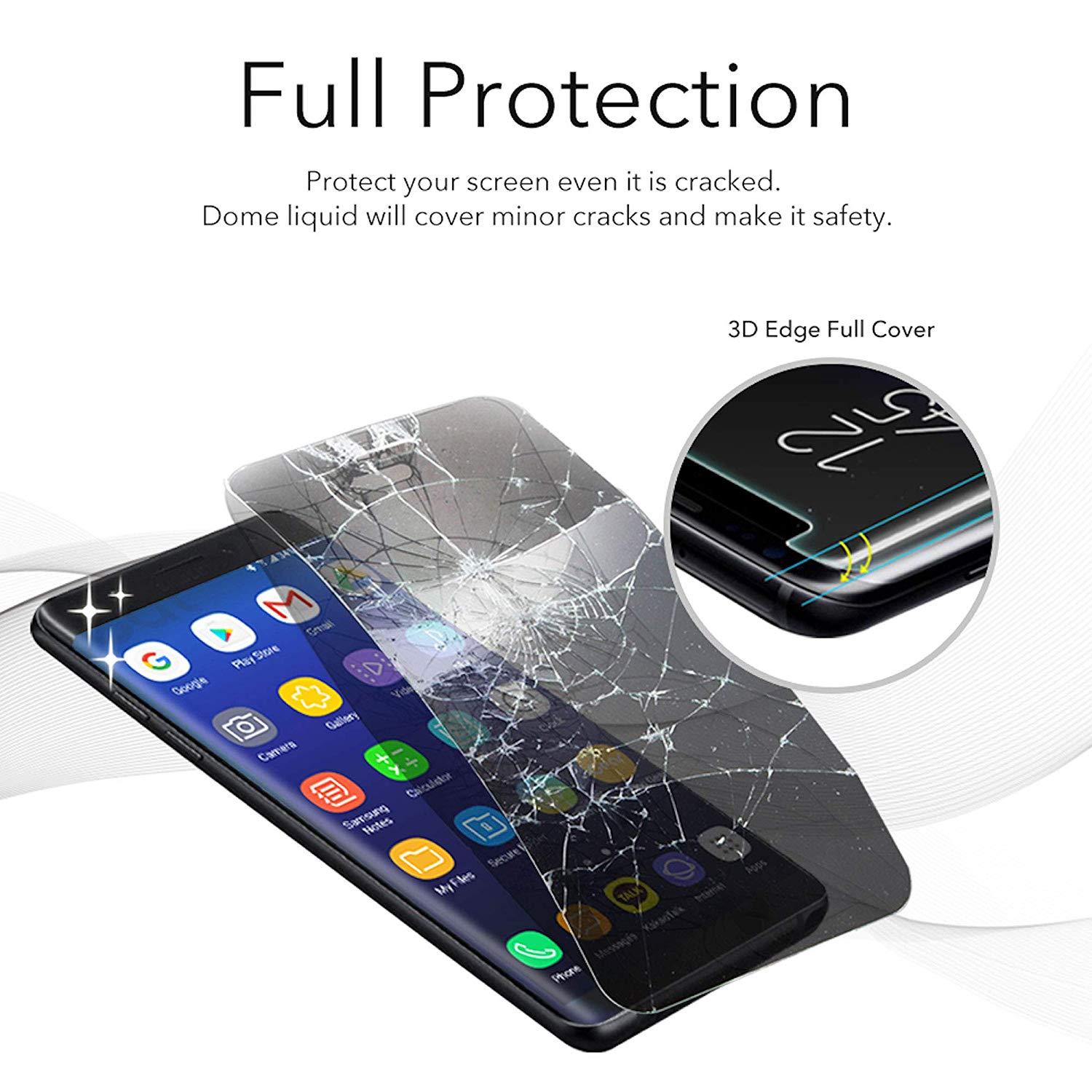 MRYES Samsung Galaxy Note 9 Full Glue Tempered Glass Screen Protector Case Friendly Fully adhesive