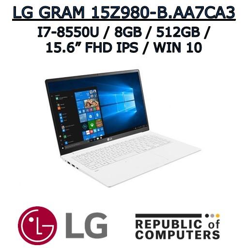 LG GRAM 15Z980-B.AA7CA3 I7-8550U / 8GB / 512GB SSD / 15.6