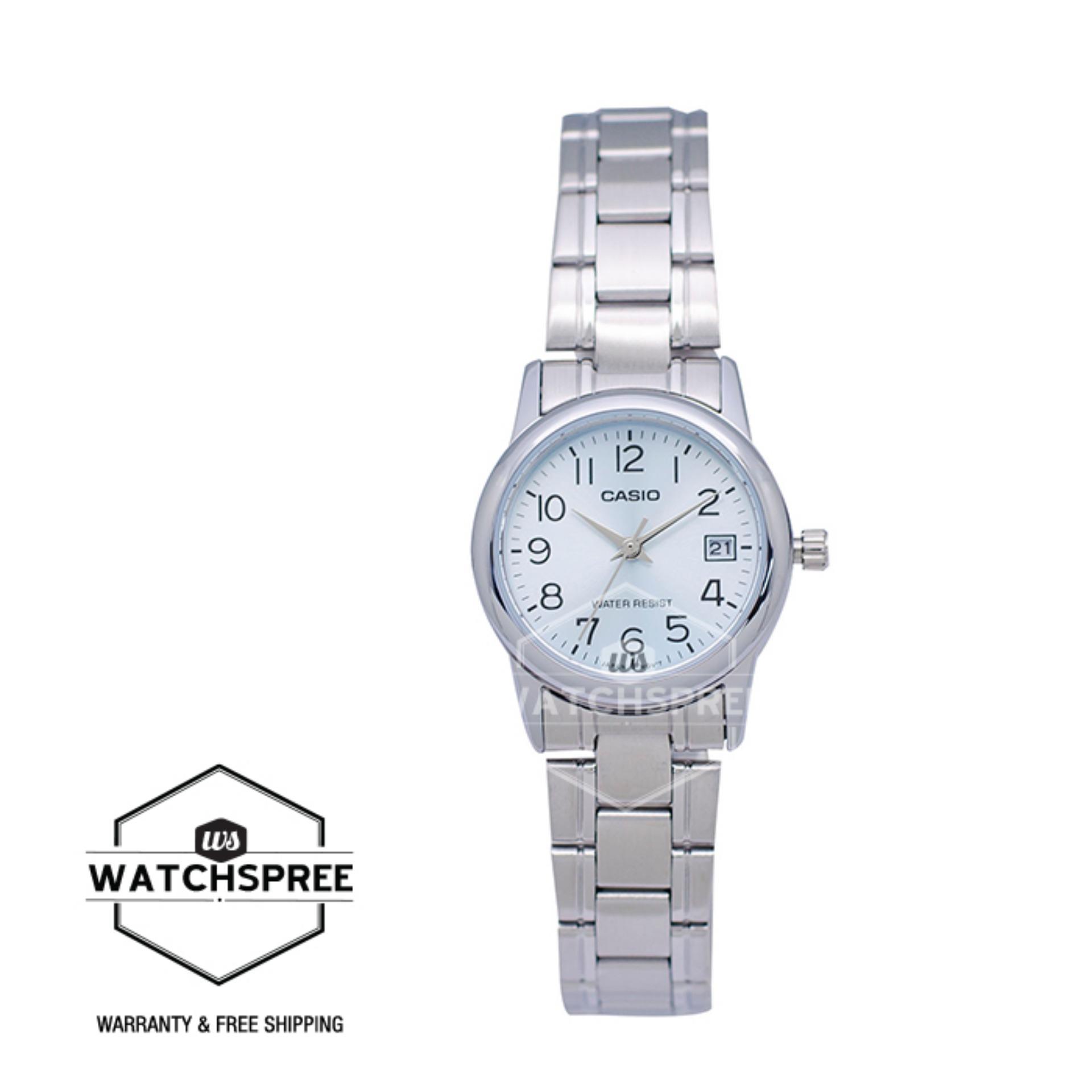 [Watchspree] Casio Ladies' Standard Analog Silver Stainless Steel Band Watch LTPV002D-2B LTP-V002D-2B