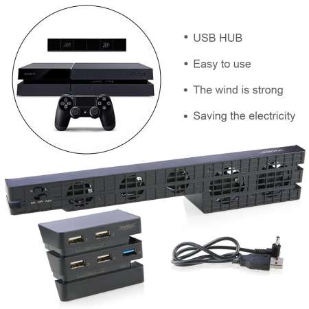 Cooling Fan and 5 USB Ports HUB for PlayStation 4 Pro for PS4 Pro Gaming Console - intl