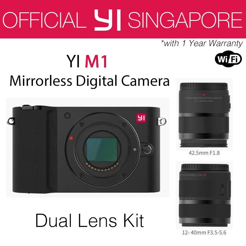 YI M1 Mirrorless Digital Camera with 12-40mm F3.5-5.6 Lens / 42.5mm F1.8 Lens (Storm Black)