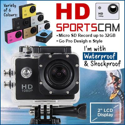 Sports Cam * Go Pro Desigh n Style * 480P Full HD * 30M Waterproof * 170 Deg Wide-Angle *...