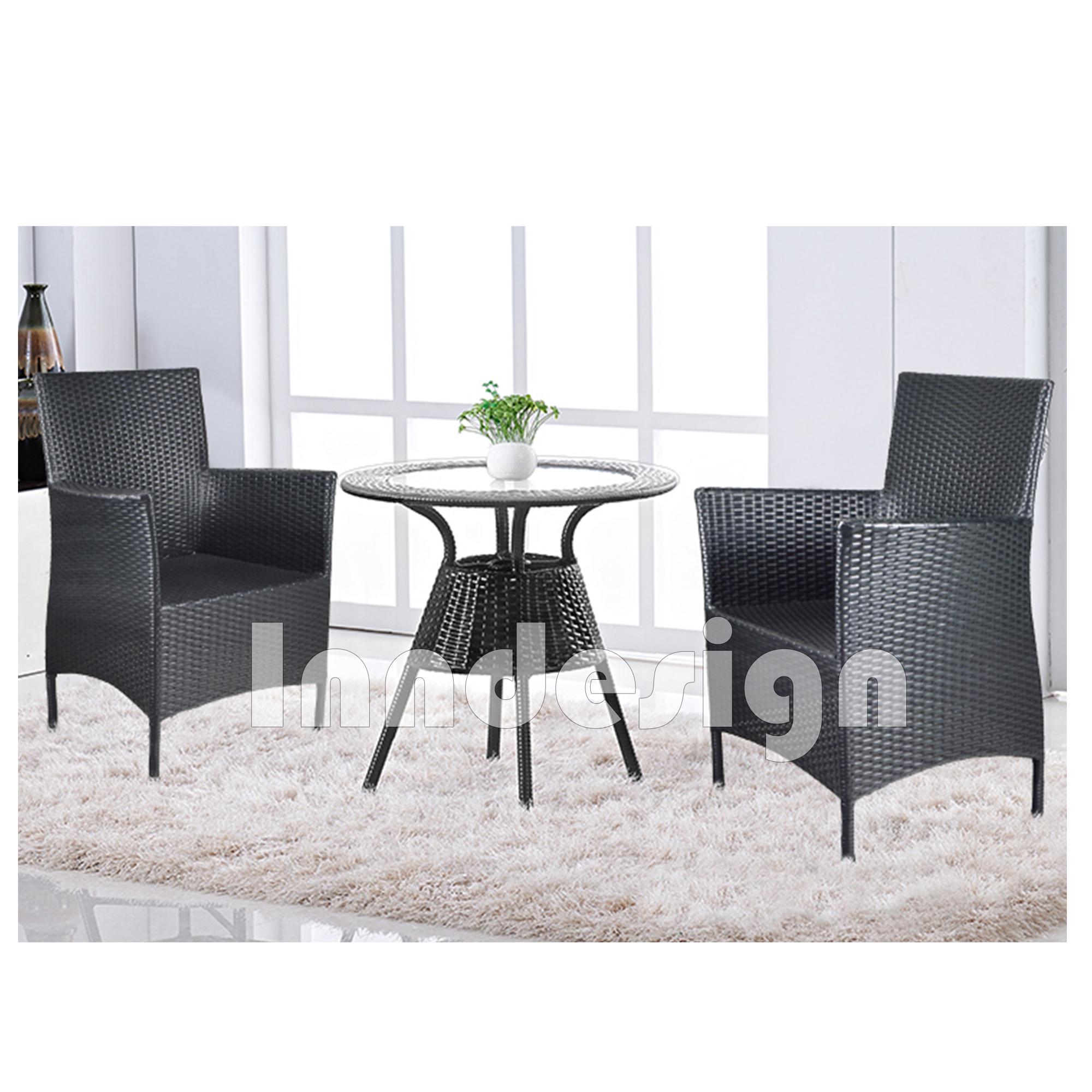 Rattan 1 2 Set Garden Set Outdoor Dining Table Set Coffee Table Lounge Set Black Free Delivery And Installation Lazada Singapore