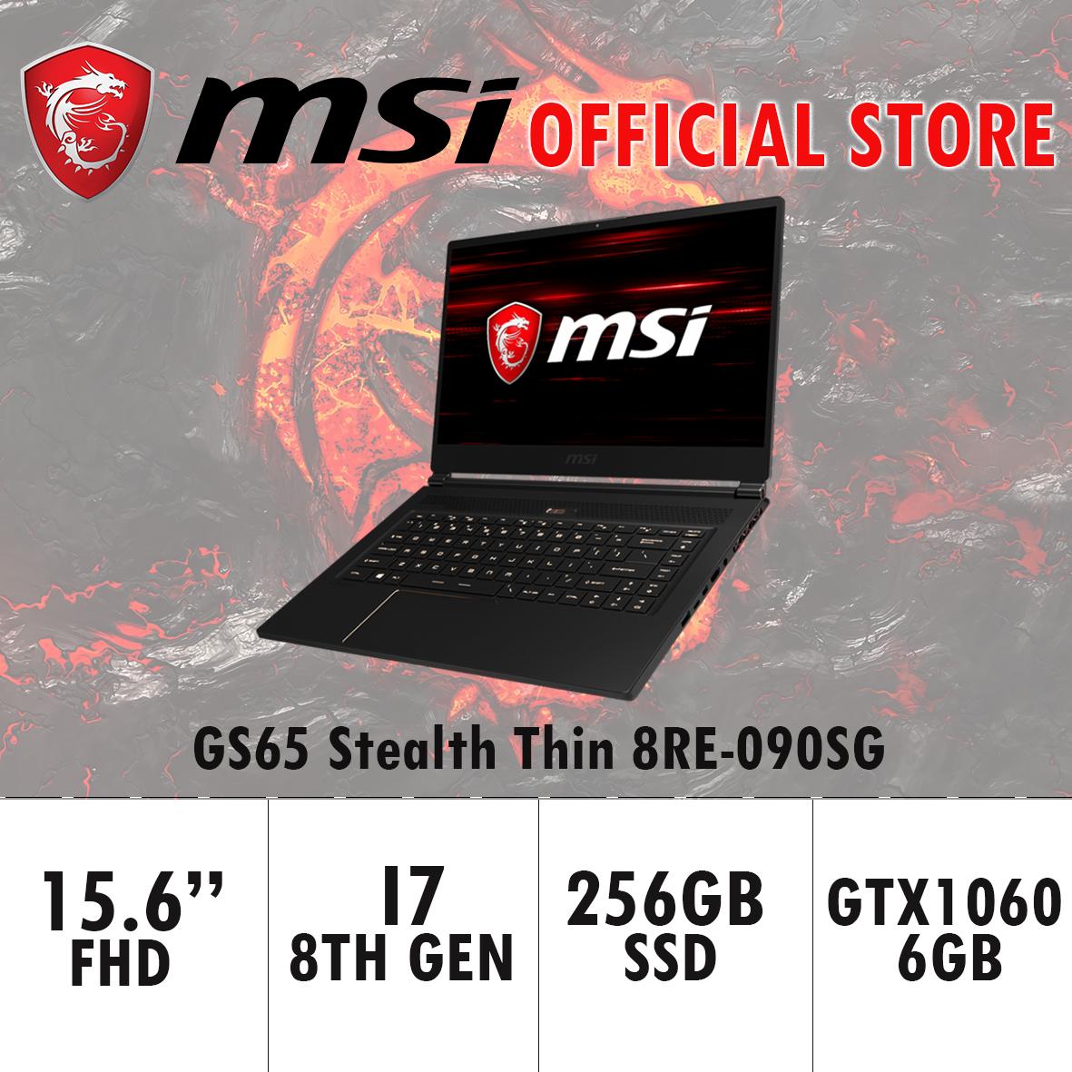 MSI GS65 Stealth Thin 8RE-090SG (I7-8750H/16GB DDR4/256GB SSD /6GB NVIDIA GTX1060) GAMING LAPTOP
