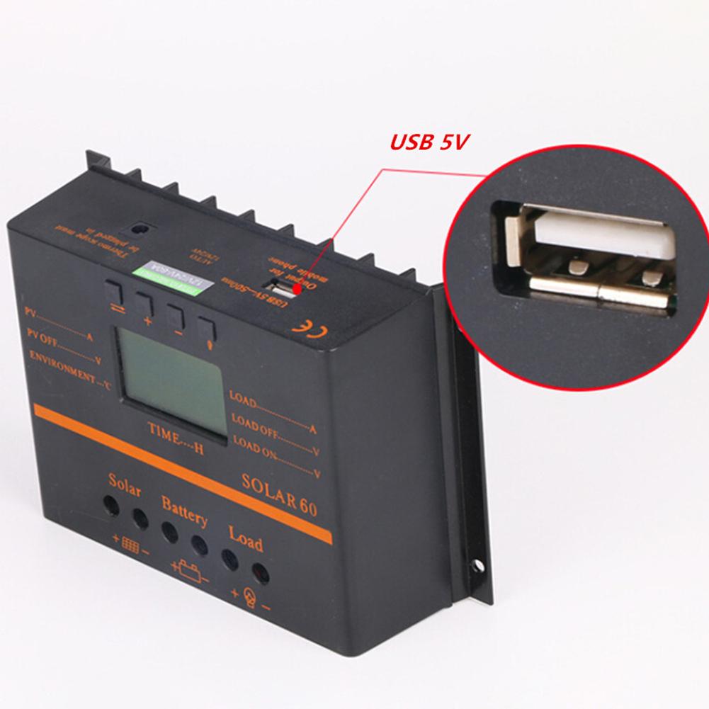 Hossen 60A PWM 12 V 24 V LCD Năng Lượng Mặt Trời Bộ Điều Khiển Quang Điện Năng Lượng Mặt Trời Sạc Xả Bộ Điều Khiển