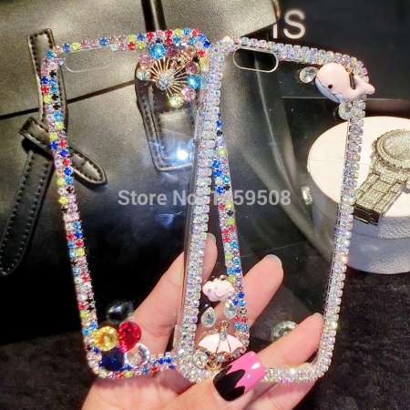 สำหรับ OPPO F9 (F9 Pro) Handmade Rhinestone กรณีเพชรคริสตัลรูปปกนกยูงดอกไม้เสือดาวเคสโทรศัพท์