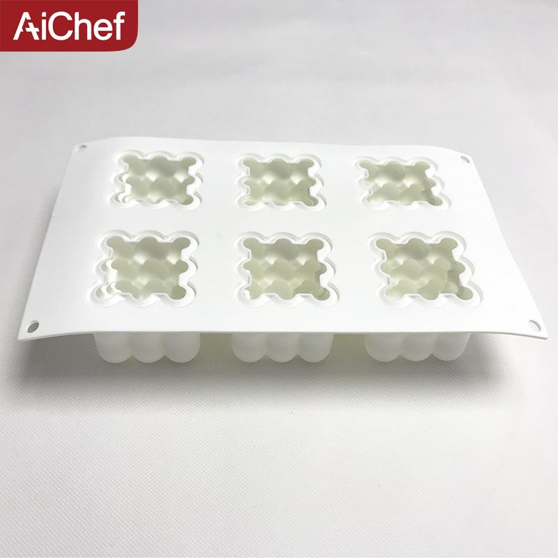 Kiểu Pháp Điểm Tâm 6 THẬM CHÍ Khối Rubic Quả Cầu Ma Thuật Bánh Mousse Bánh Silicone Bộ Tạo Khuôn Hình Lập Thể Hình Cầu Nướng Bộ Tạo Khuôn Hình