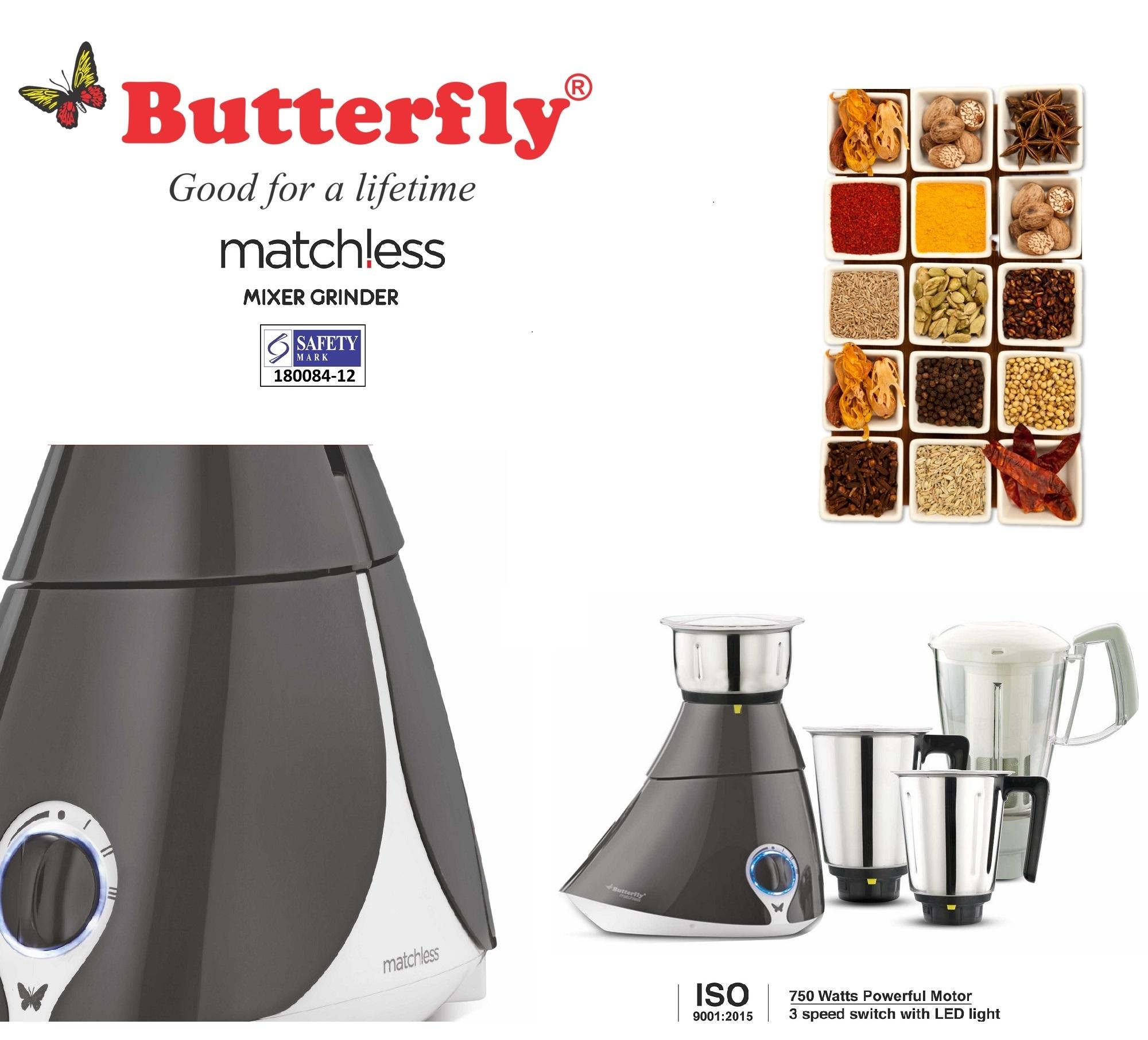 Butterfly Matchless Mixer Grinder, 750W, 4 Jars