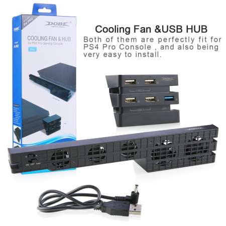 Cooling Fan and 5 USB Ports HUB for PlayStation 4 Pro for PS4 Pro Gaming Console - intl