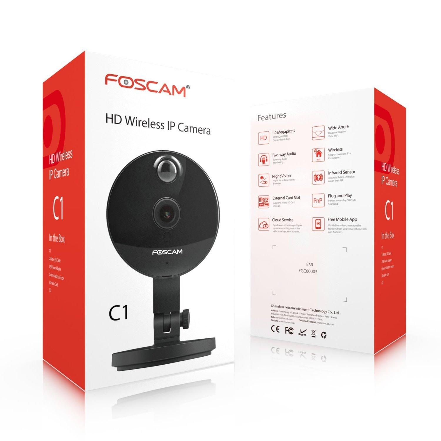Foscam C1 Plug and Play 720P HD H.264 Cloud-Enabled IP Camera with Bonus Install Card