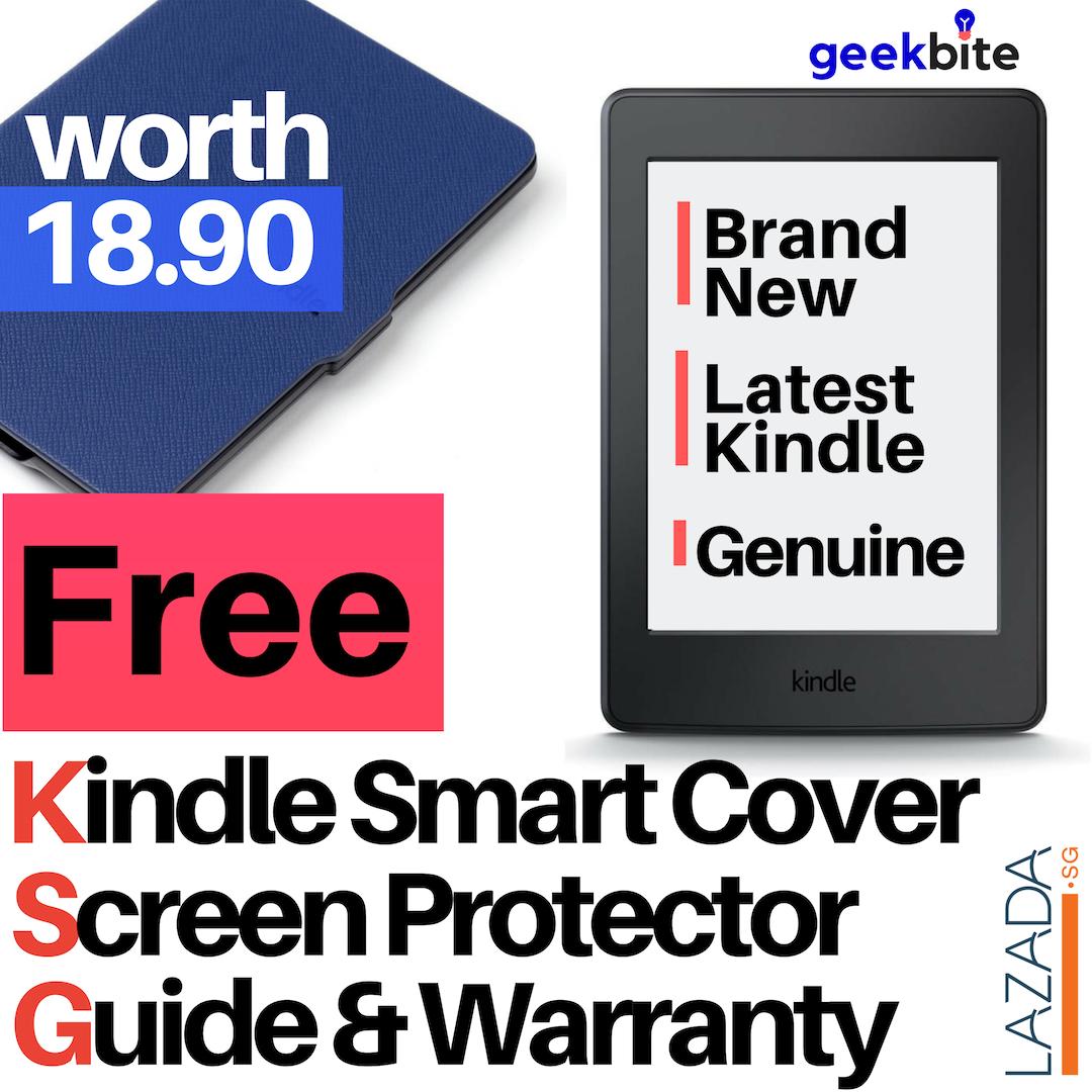 GeekBite Amazon Kindle 8th Gen Black + Kindle Smart Cover + Screen Protector (Wifi/Special Offers)