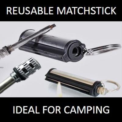 Reusable Matchstick Lighter Keychain (Silver)
