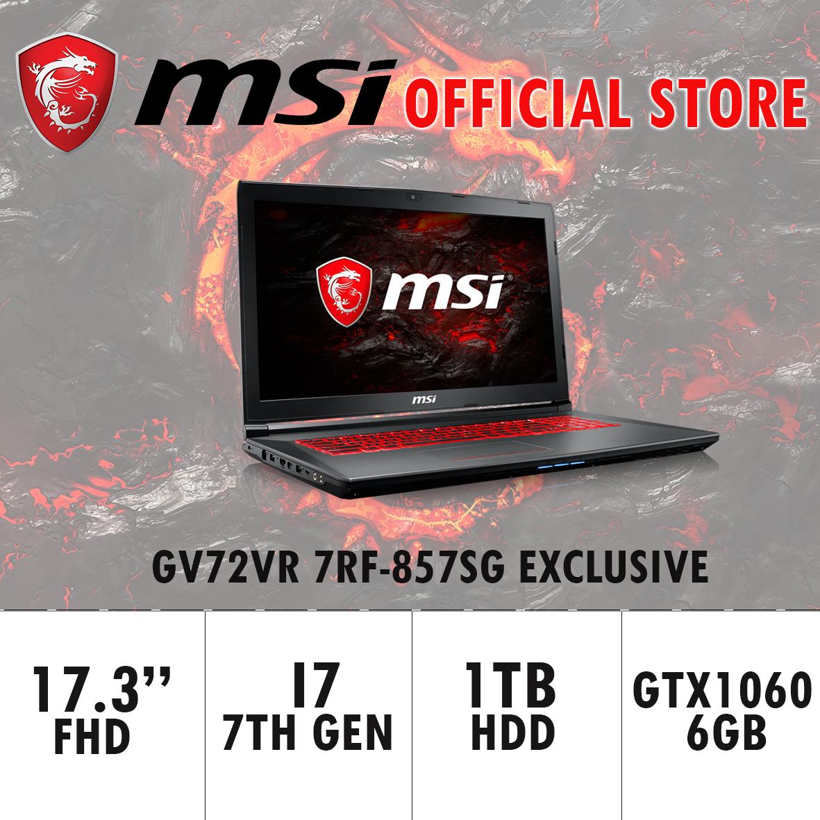 MSI GV72VR 7RF-857SG EXCLUSIVE (I7-7700HQ/8GB DDR4/128GB SSD+1TB HDD 7200RPM/6GB NVIDIA GTX1060) GAMING LAPTOP