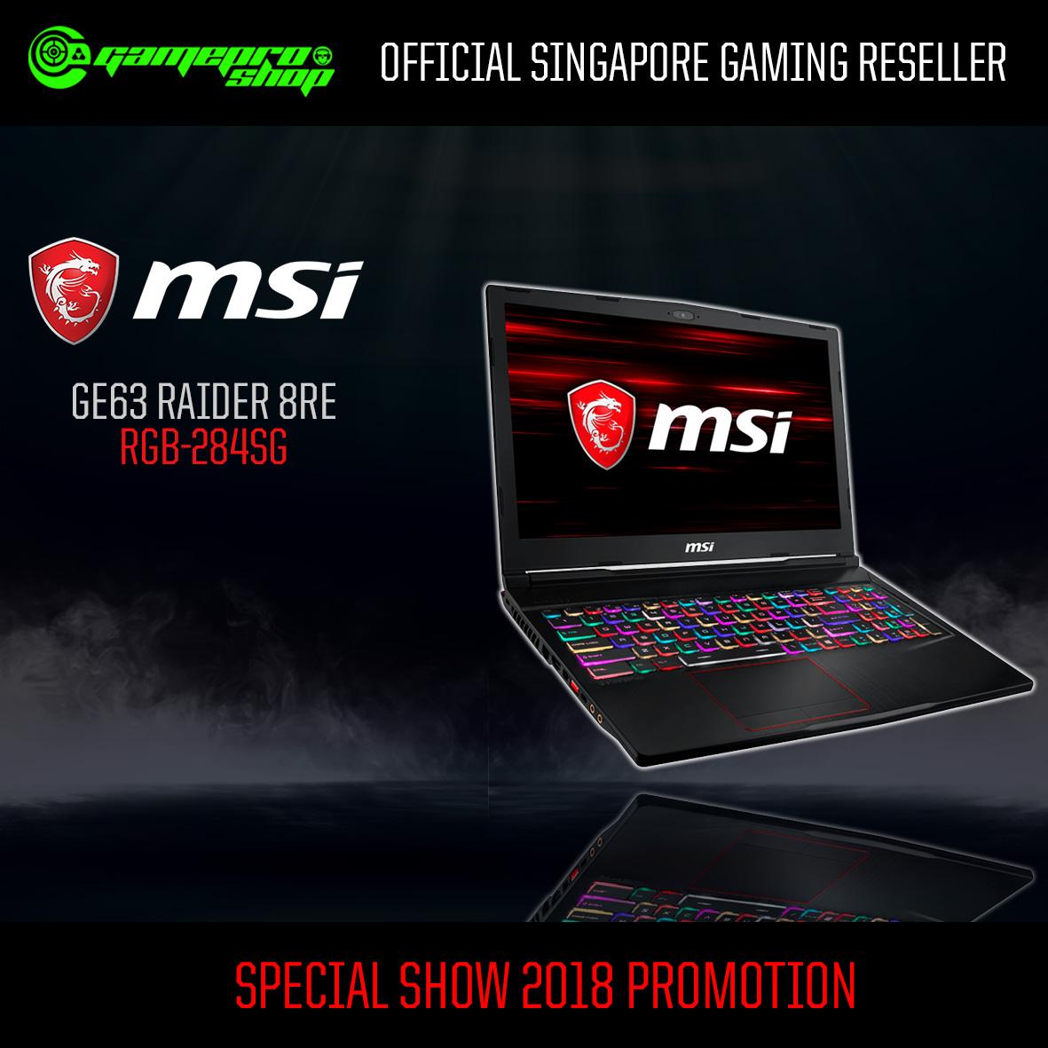 MSI GE63 Raider 8RE RGB-284SG (I7-8750H/16GB/256GB SSD/GTX1060)15.6″ with 120Hz Gaming Laptop *COMEX PROMO*