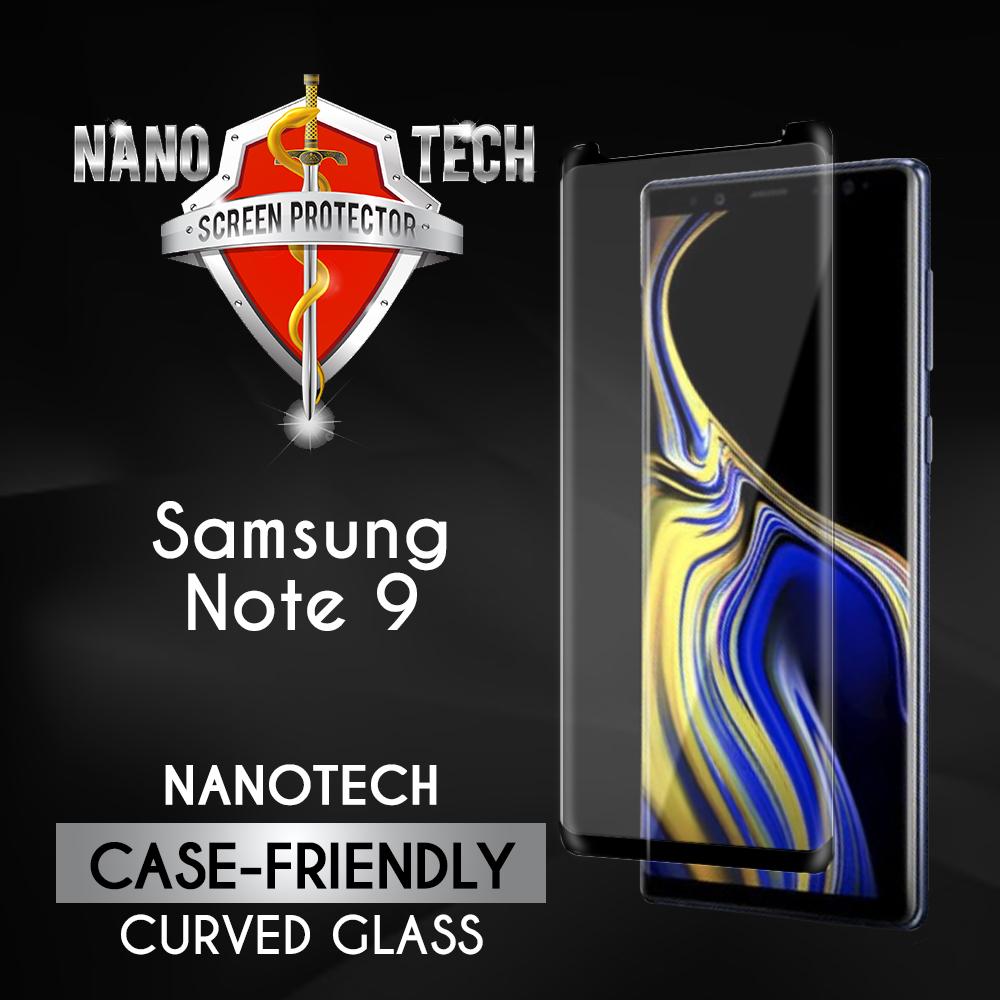 [FreeGift] Nanotech Samsung Galaxy Note 9 Case-Friendly Curved Tempered Glass Screen Protector [Black, Curved Coverage]