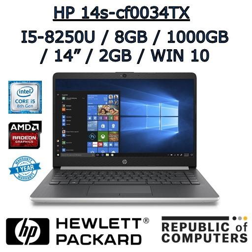 HP 14s-cf0034TX/HP 14s-cf0035TX I5-8250U / 8GB / 1TB HDD / RADEON 2GB / 14″ / DVD-RW / WINDOW 10