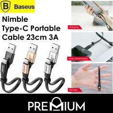 BASEUS Nimble 23cm Flat Data Charge Charger Charging For Type C USB C Samsung S9 S9+ Plus Note 8 S8 S8+ Plus Note 9 Huawei Xiaomi Oppo Sony LG Portable Short Cable 3A With Wire Buckle For Storage