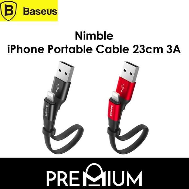 BASEUS Nimble 23cm Data Charge Charger Charging Cable For Lightning USB iPhone Xs Max XR X 8+ 8 Plus 7+ 7 + 6 6+ 5 iPad Air Portable Short Flat Cable 2A
