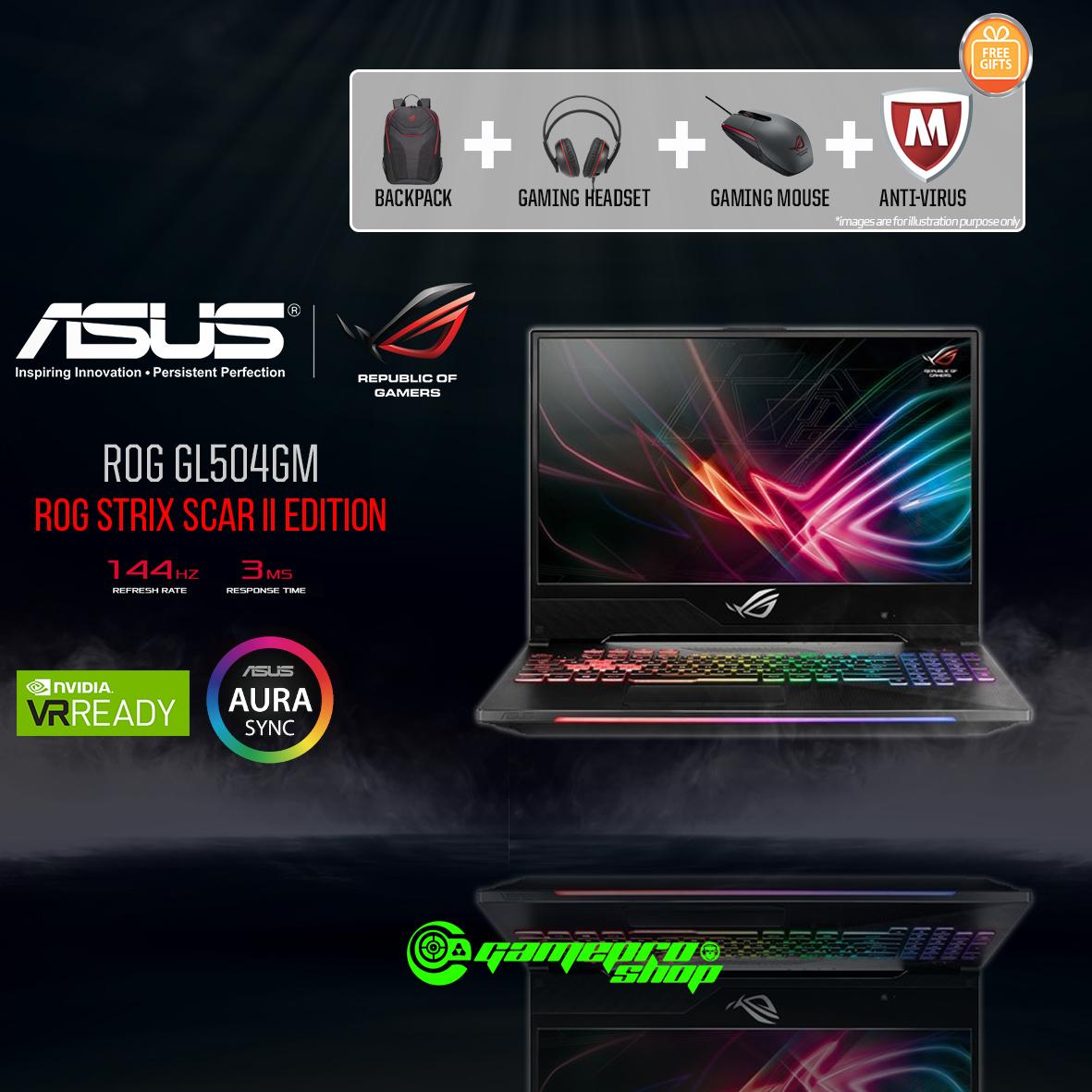 8th Gen ASUS ROG Strix SCAR II GL504GM – ES172T (8th-Gen/256GB SSD/GTX 1060 6GB GDDR5) 15.6″ With 144Hz Gaming Laptop *END OF MONTH PROMO*
