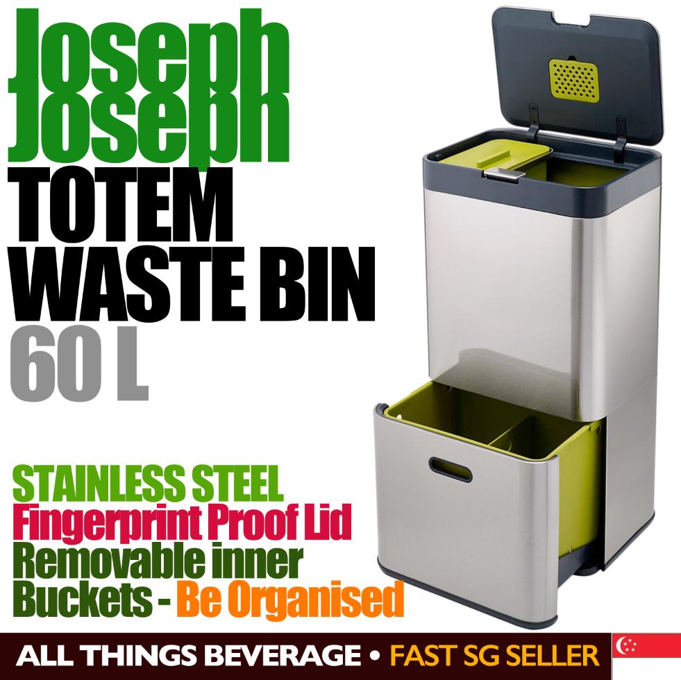 Joseph Joseph Waste Totem Trash Recycle Bin with Compost Bin 16 gallon