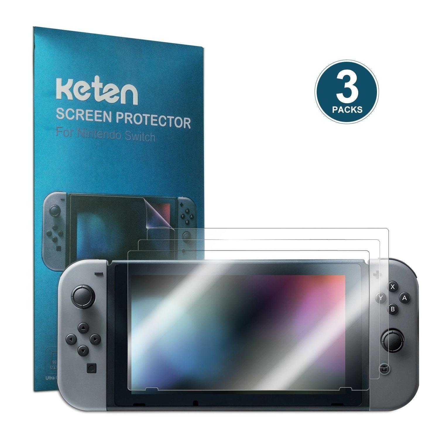 Keten 3 pcs Nintendo Switch Screen Protector Anti-Fingerprint HD Screen Protective Filter Film anti-Bubble PET Film for Nintendo Switch