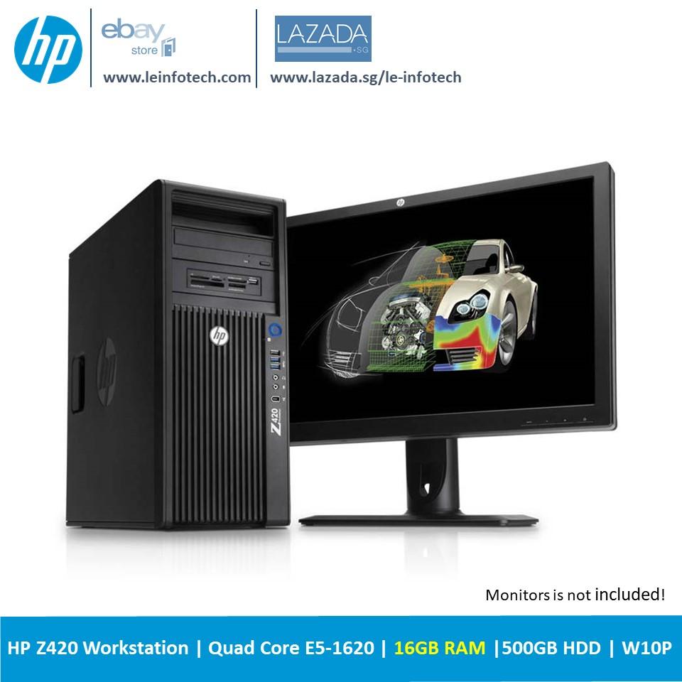HP Z420 Tower Workstation Intel Xeon Quad Core E5-1620 #3.6Ghz 16GB DDR3 500GB SATA HDD NVS 300 Win 10 Pro Used