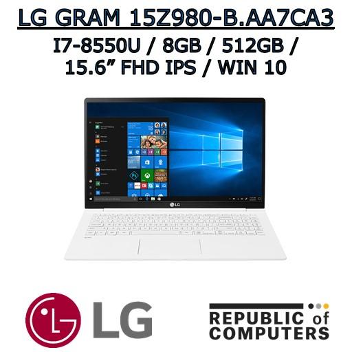 LG GRAM 15Z980-B.AA7CA3 I7-8550U / 8GB / 512GB SSD / 15.6″ FHD IPS / WINDOW 10