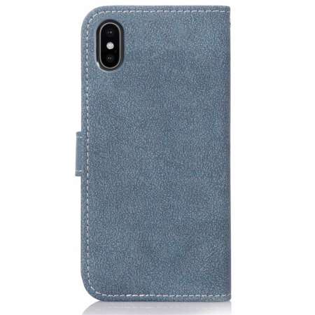 Frosted TPU พลิกเคสหนังสำหรับ iPhone XS MAX, ช่องใส่การ์ดและกระเป๋าสตางค์และกรอบรูป (สีฟ้า)