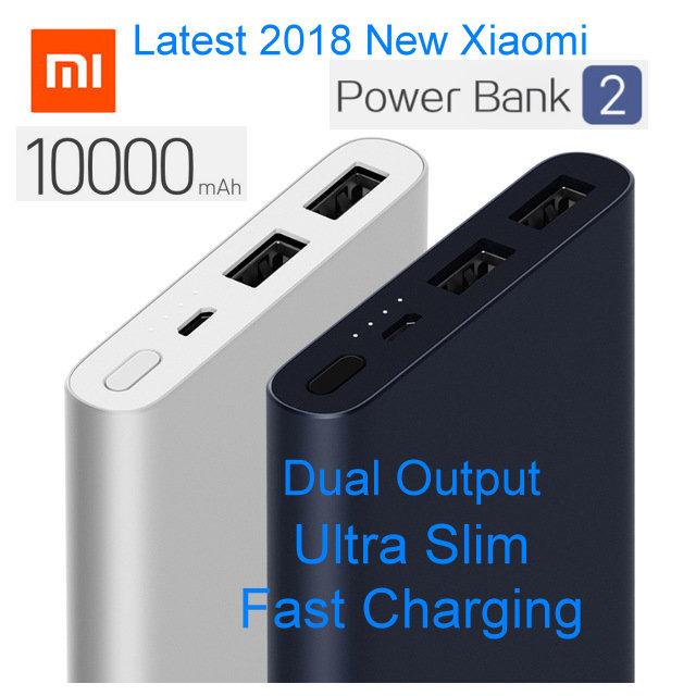 Latest New Xiaomi Mi Power Bank 2 10000mAh Upgraded with Dual USB Output Powerbanks Supports Two Way Quick Charge