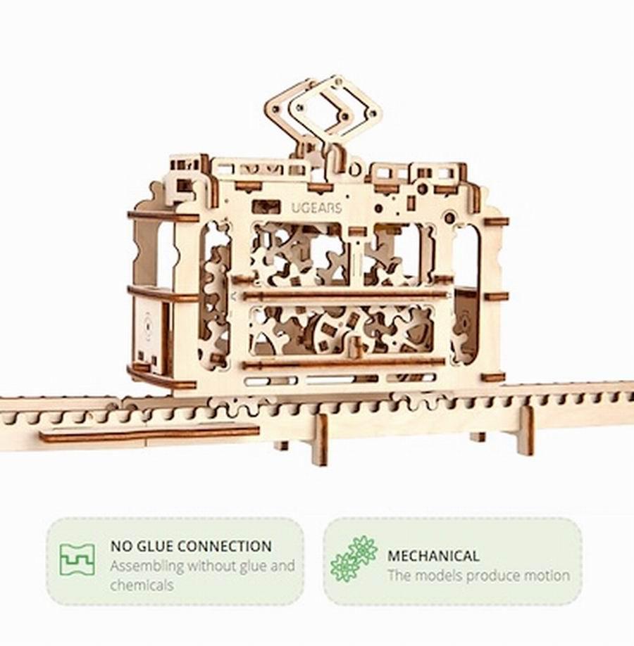 UGEARS 154 Pcs Tram Mechanical Wooden Model Kit 3d Puzzle for Self Assembly for sale online 