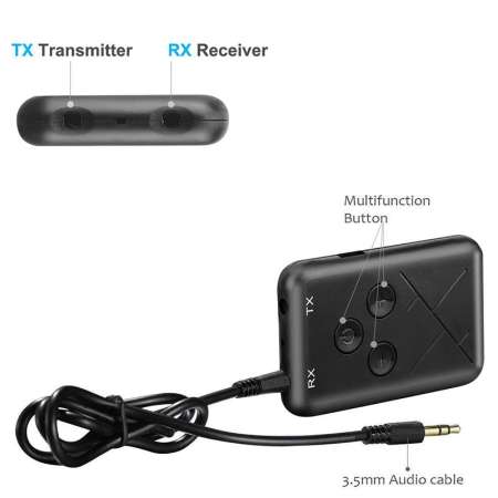 Hossen 2 in 1 Bluetooth 4.2 Transmitter  Receiver 3.5mm Wireless Stereo Audio Adapter