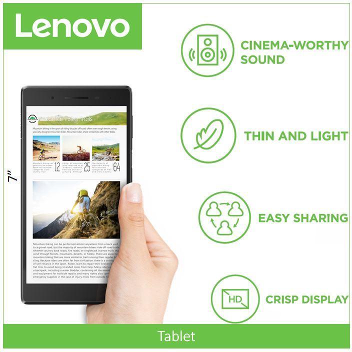 Lenovo Tab 4 7 7-Inch Android Tablet MediaTek 64-bit (Quad-Core 1.3 GHz) Processor 16 GB ROM