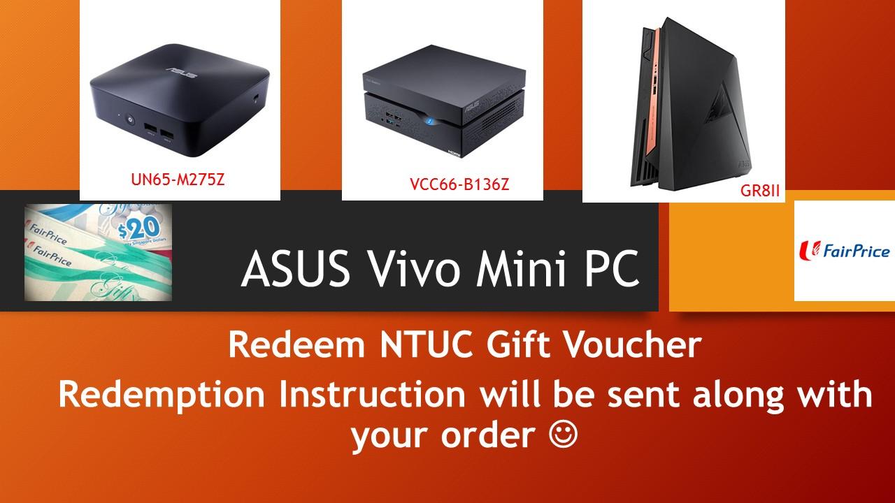 ASUS VC66 – B136Z VivoMini PC with Intel Core i5-7400 and integrated 4K UHD graphics (1TB HDD, DVD-RW, 8GB DDR4, 4K UHD, HDMI, DisplayPort, DVI-D, 802.11ac Wifi, BlueTooth 4.0, USB 3.0, Win 10) + FREE Redeem $50.00 NTUC Gift Voucher
