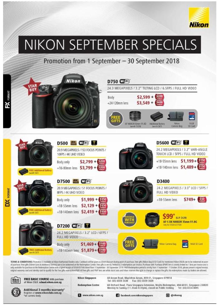 Nikon D3400 DSLR with 18-55mm + UV filter + Nikon Promotion (Please note that price is after Cash back)