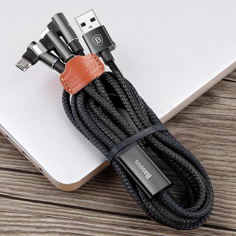 Baseus 3 in 1 MVP Elbow 90 Degree iPhone Type-C MicroUSB Fast Charging Cable Samsung