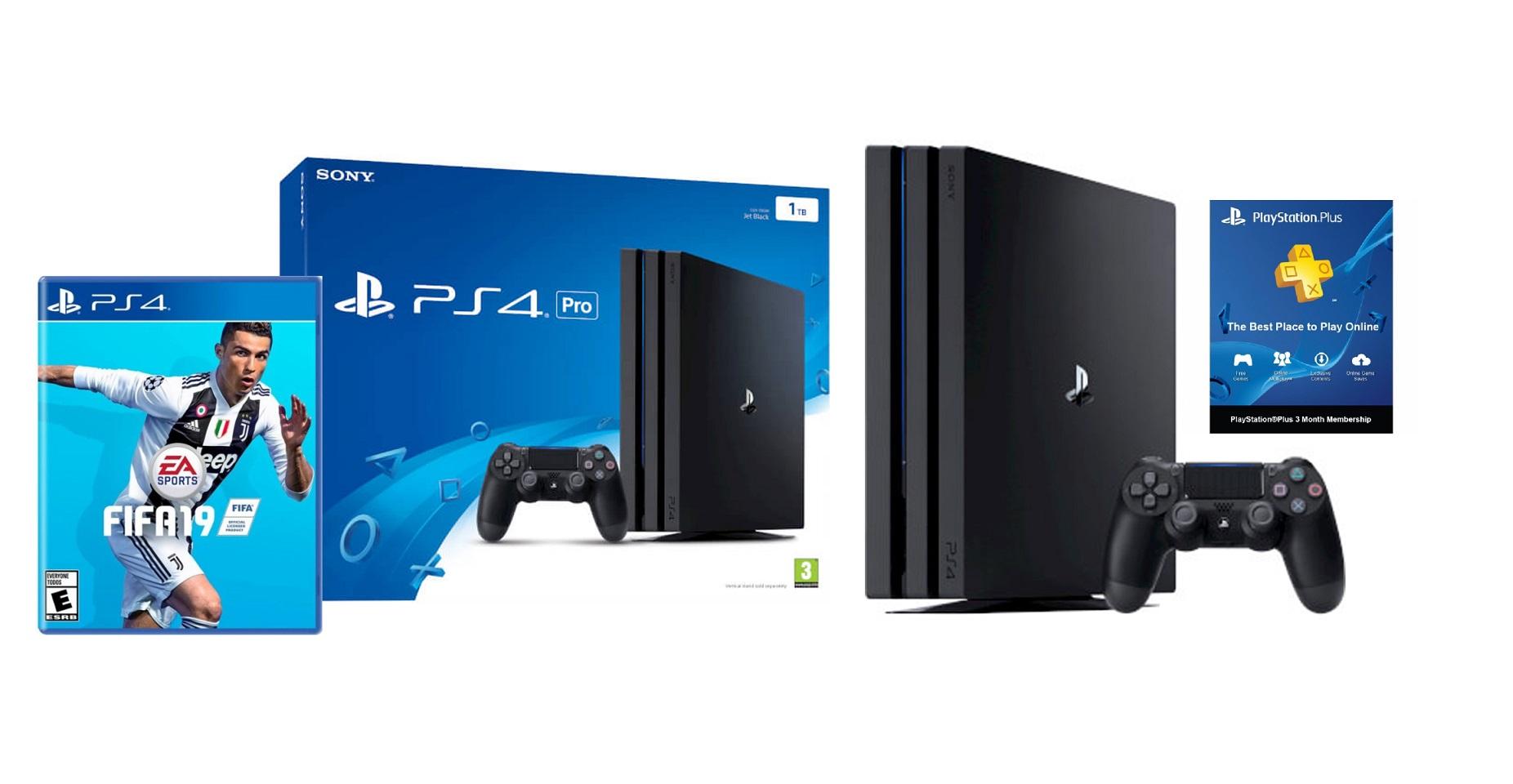 New Sony PS4 PRO Console 1TB (Black) + PS4 FIFA 19