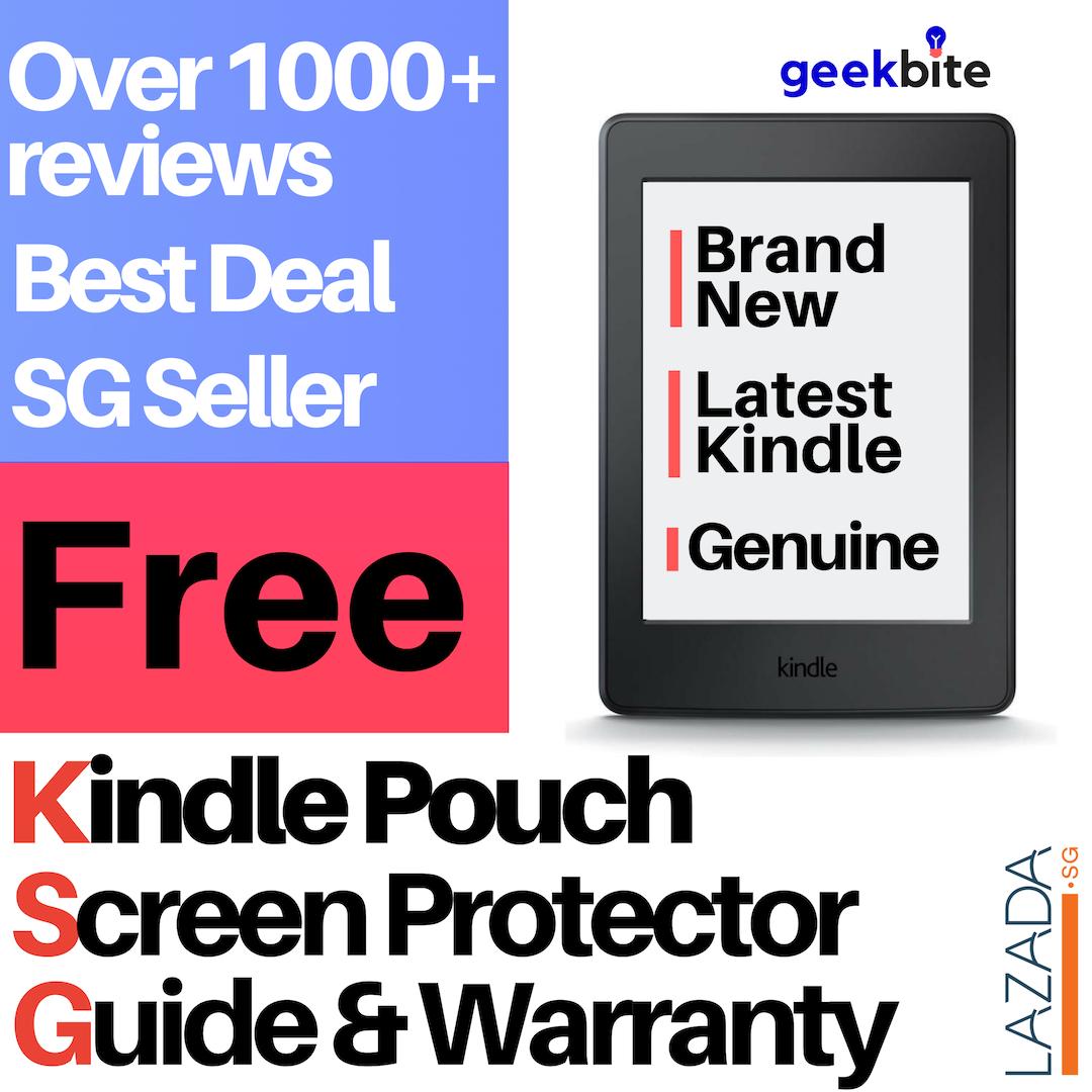GeekBite Amazon Kindle Paperwhite 300 PPI Black + Kindle Premium Pouch + Screen Protector (Wifi/Special Offers)