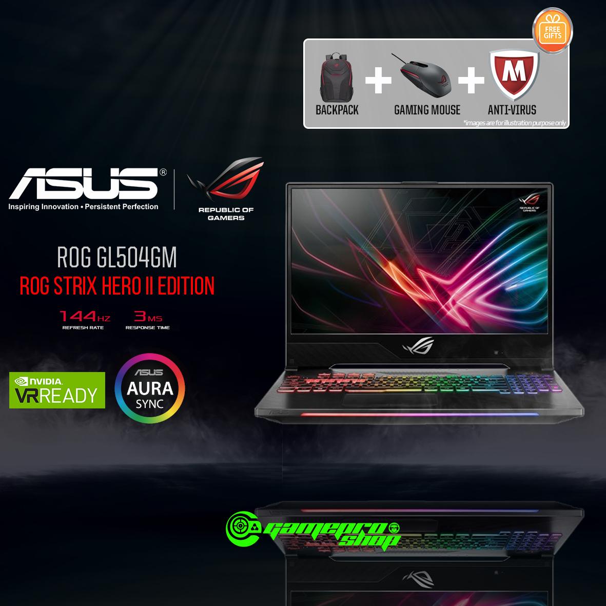 8th Gen ASUS ROG Strix Hero II GL504GM -ES052T (8th-Gen/128GB SSD/GTX 1060 6GB GDDR5) 15.6″ With 144Hz Gaming Laptop *COMEX PROMO*